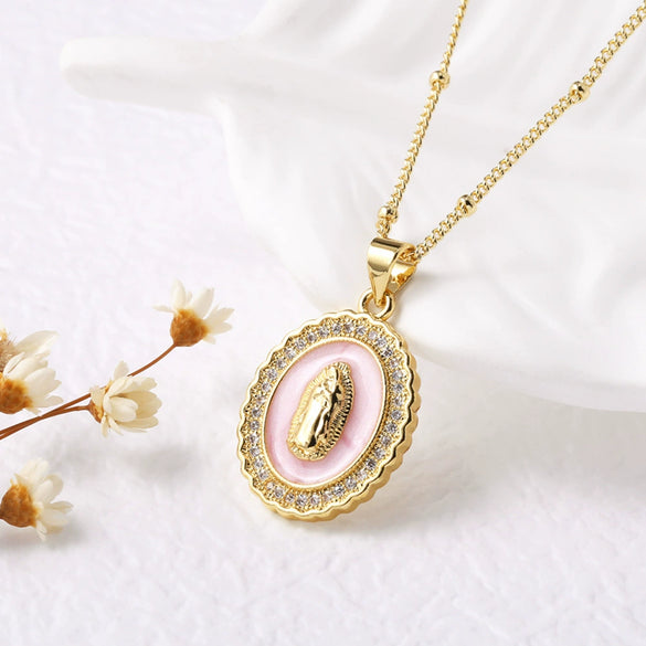Wholesale Jewelry Simple Geometric Copper Electroplated Pendant Necklace With O Word Chain