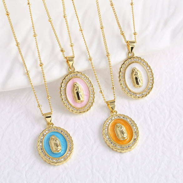 Wholesale Jewelry Simple Geometric Copper Electroplated Pendant Necklace With O Word Chain