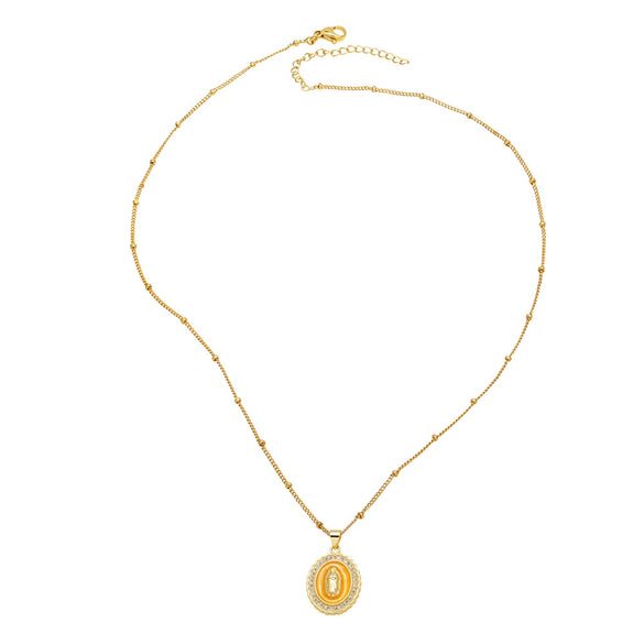 Wholesale Jewelry Simple Geometric Copper Electroplated Pendant Necklace With O Word Chain