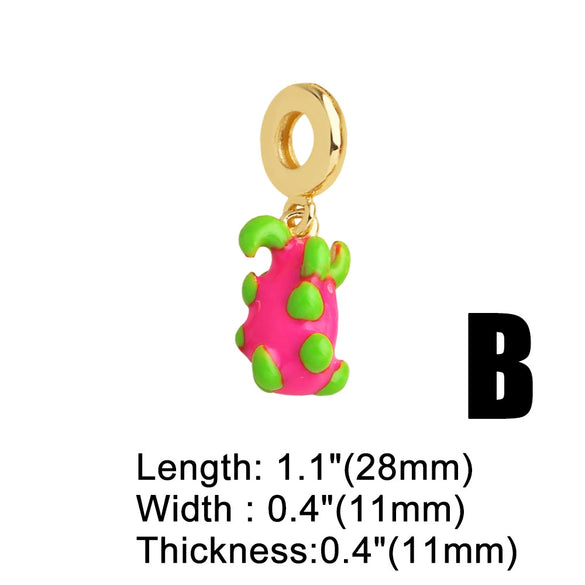 Wholesale Jewelry Simple Geometric Copper Fruit Strawberry Paris Tower Pendant Bracelet Electroplated