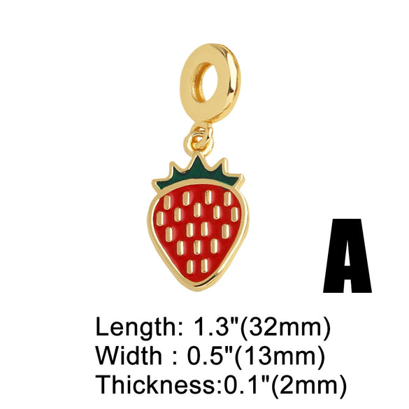 Wholesale Jewelry Simple Geometric Copper Fruit Strawberry Paris Tower Pendant Bracelet Electroplated