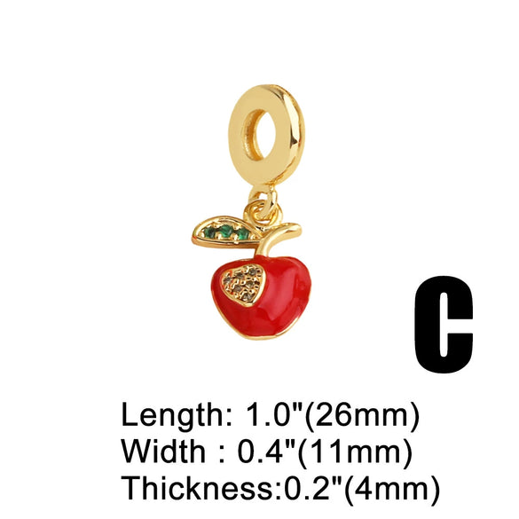 Wholesale Jewelry Simple Geometric Copper Fruit Strawberry Paris Tower Pendant Bracelet Electroplated