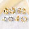 Wholesale Jewelry Simple Geometric Copper 18K Gold Plated Inlaid Zircon Earrings For Women