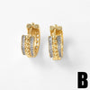 Wholesale Jewelry Simple Geometric Copper 18K Gold Plated Inlaid Zircon Earrings For Women