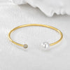 Wholesale Jewelry Simple Geometric Copper 18K Gold Plated Round Bead Opening Bracelet