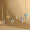 Wholesale Jewelry Simple Geometric Copper Zirconia Mixed Gemstone Setting Cross Pendant Ochain Ladies Necklace