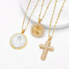 Wholesale Jewelry Simple Geometric Cross Pendant Necklace Copper Gold Plated O Shaped Chain