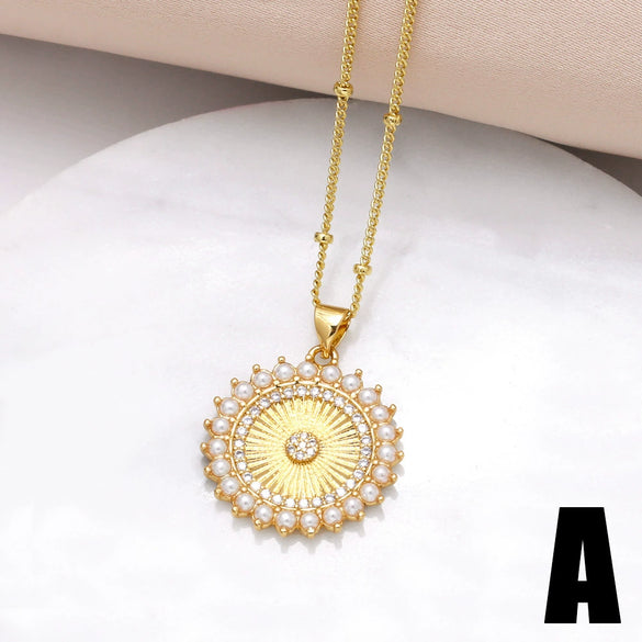 Wholesale Jewelry Simple Geometric Cross Pendant Necklace Copper Gold Plated O Shaped Chain