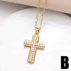 Wholesale Jewelry Simple Geometric Cross Pendant Necklace Copper Gold Plated O Shaped Chain