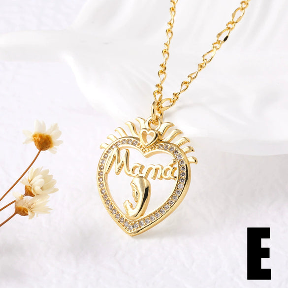 Wholesale Jewelry Simple Geometric Heart Copper Pendant Necklace With O Word Chain Electroplating
