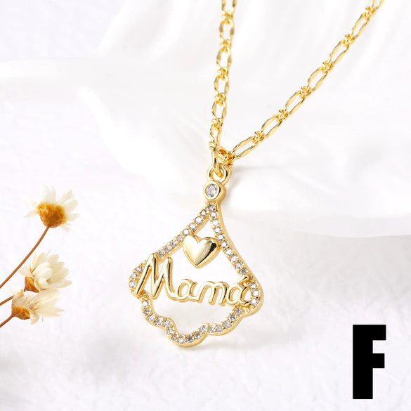 Wholesale Jewelry Simple Geometric Heart Copper Pendant Necklace With O Word Chain Electroplating