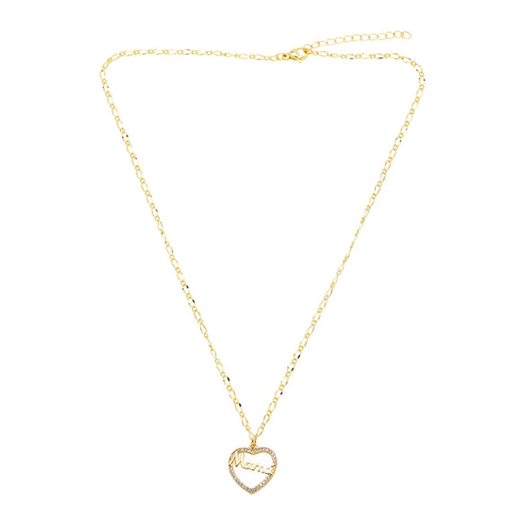 Wholesale Jewelry Simple Geometric Heart Copper Pendant Necklace With O Word Chain Electroplating