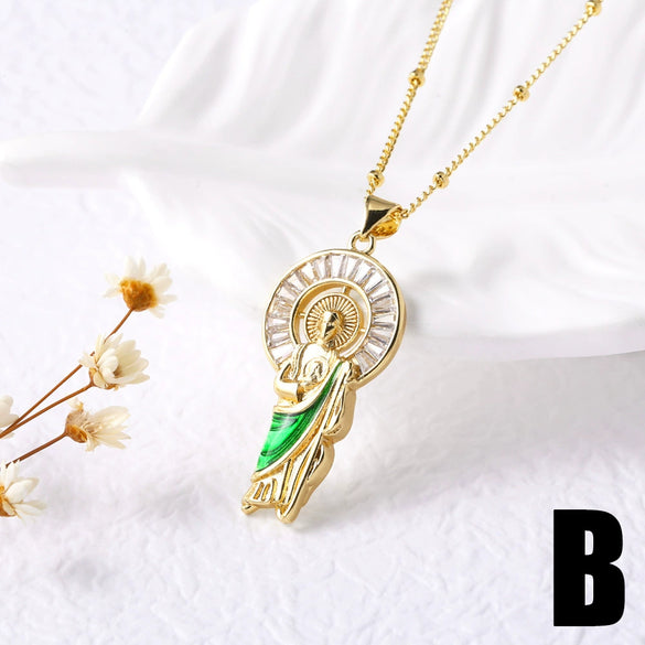 Wholesale Jewelry Simple Geometric Heart Copper Plated Real Gold O Word Chain Necklace For Women