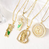 Wholesale Jewelry Simple Geometric Heart Copper Plated Real Gold O Word Chain Necklace For Women
