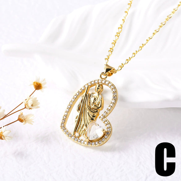 Wholesale Jewelry Simple Geometric Heart Copper Plated Real Gold O Word Chain Necklace For Women