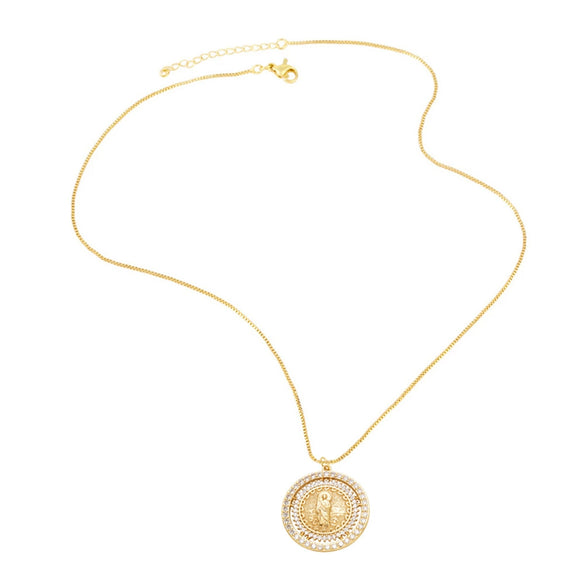 Wholesale Jewelry Simple Geometric Heart Copper Plated Real Gold O Word Chain Necklace For Women
