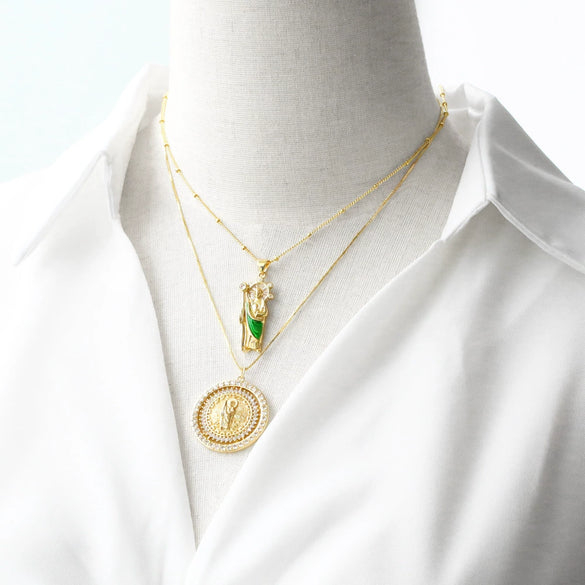 Wholesale Jewelry Simple Geometric Heart Copper Plated Real Gold O Word Chain Necklace For Women