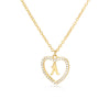 Wholesale Jewelry Simple Geometric Love Hollow Heart Pendant With 26 Letters Copper Zircon Pendant And Stainless Steel Ochain Electroplating Treatment