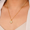 Wholesale Jewelry Simple Geometric Mixed Gemstone Setting Copper Pendant O Word Chain Electroplating Women's Necklace