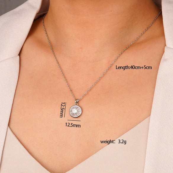 Wholesale Jewelry Simple Geometric Mixed Gemstone Setting Copper Pendant O Word Chain Electroplating Women's Necklace