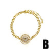Wholesale Jewelry Simple Geometric Pattern Heart Pendant Copper Goldplated Cuban Chain Bracelet