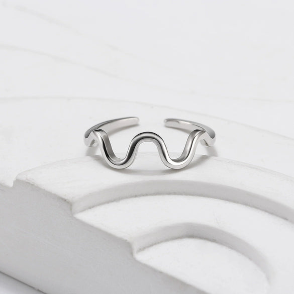 Wholesale Jewelry Simple Geometric Pattern Silver Electroplated Adjustable Open Ring