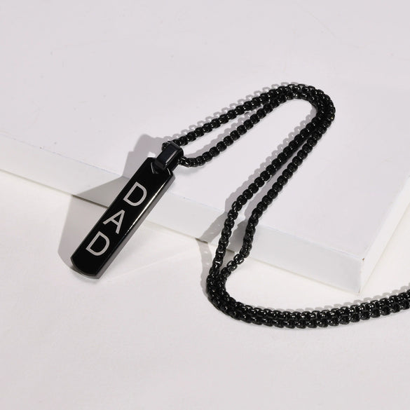 Wholesale Jewelry Simple Geometric Rectangular Stainless Steel And Titanium Steel Pendant Necklace With Lettering For Men