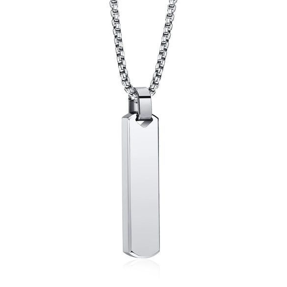 Wholesale Jewelry Simple Geometric Rectangular Stainless Steel And Titanium Steel Pendant Necklace With Lettering For Men