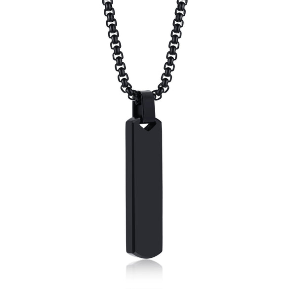 Wholesale Jewelry Simple Geometric Rectangular Stainless Steel And Titanium Steel Pendant Necklace With Lettering For Men