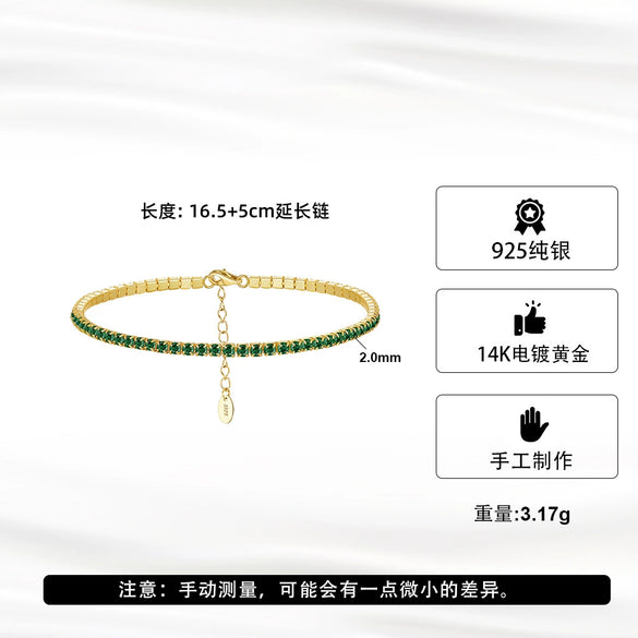 Wholesale Jewelry Simple Geometric S925 Sterling Silver Gold Plated Adjustable Bracelet