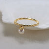 Wholesale Jewelry Simple Geometric S925 Sterling Silver Ring With Freshwater Pearl For Women Electroplated