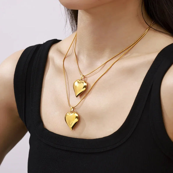 Wholesale Jewelry Simple Geometric Snake Bone Chain 316L Stainless Steel Pendant Necklace With Electroplating
