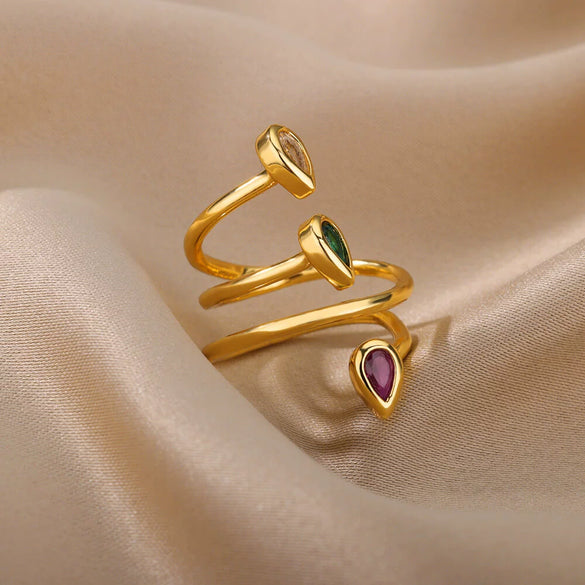Wholesale Jewelry Simple Geometric Stainless Steel Zircon Open Ring For Women
