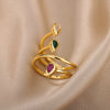 Wholesale Jewelry Simple Geometric Stainless Steel Zircon Open Ring For Women