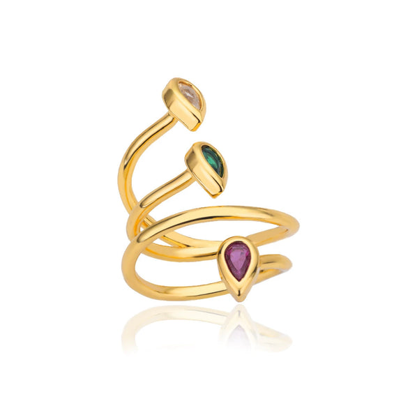 Wholesale Jewelry Simple Geometric Stainless Steel Zircon Open Ring For Women