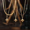 Wholesale Jewelry Simple Geometric Star Inlaid Zircon 316L Stainless Steel Electroplated Ochain Pendant Necklace