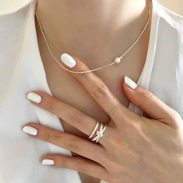 Wholesale Jewelry Simple Geometric 925 Sterling Silver Round Bead Necklace