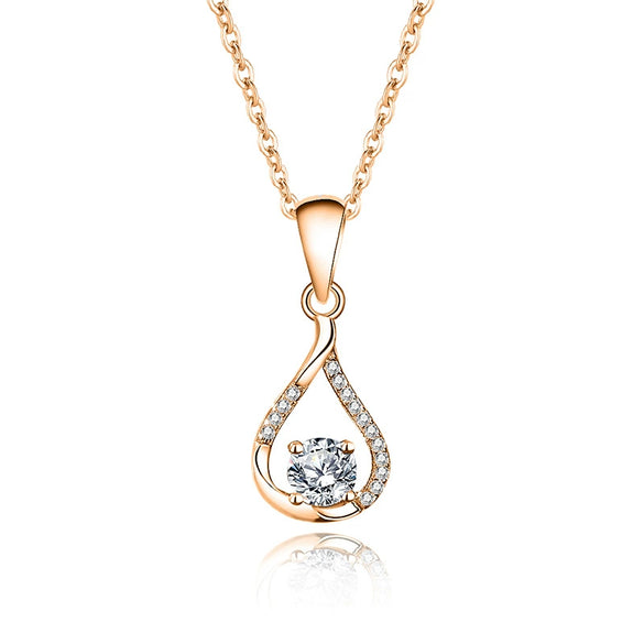 Wholesale Jewelry Simple Geometric 925 Sterling Silver Water Drop Pendant Necklace With Mosan Diamond