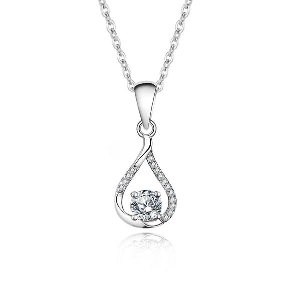 Wholesale Jewelry Simple Geometric 925 Sterling Silver Water Drop Pendant Necklace With Mosan Diamond