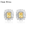 Wholesale Jewelry Simple Geometric Style S925 Sterling Silver Yellow Diamond Twopiece Set For Women With Ochain