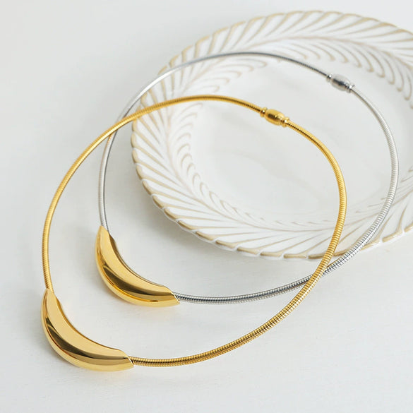 Wholesale Jewelry Simple Geometric 316L Stainless Steel Gold Plated Pendant Necklace Unisex