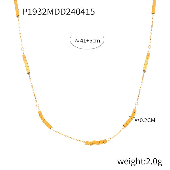 Wholesale Jewelry Simple Geometric 316L Stainless Steel Goldplated Pendant Necklace