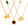 Wholesale Jewelry Simple Geometric 316L Stainless Steel Goldplated Pendant Necklace