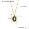 Wholesale Jewelry Simple Geometric 316L Stainless Steel Ochain Necklace With Round Pendant Inlaid With Color Shells And Electroplating Design