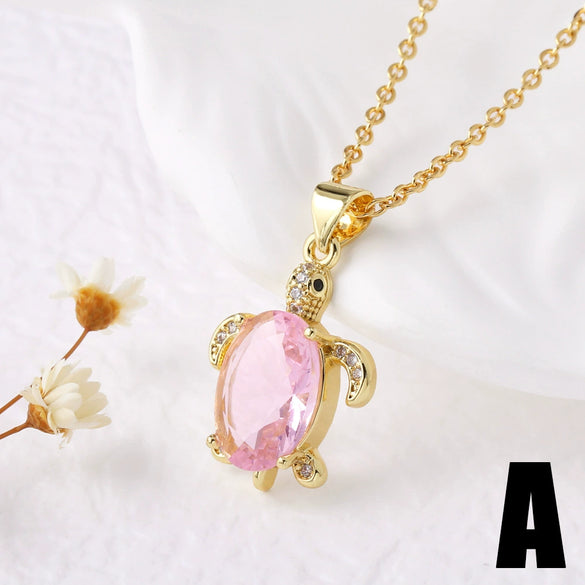 Wholesale Jewelry Simple Geometric Turtle Dolphin Pendant Copper Gold Plated Ochain Necklace For Women