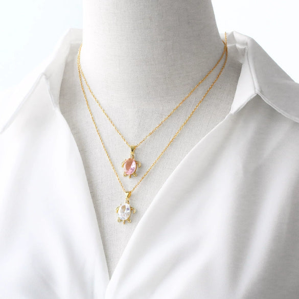 Wholesale Jewelry Simple Geometric Turtle Dolphin Pendant Copper Gold Plated Ochain Necklace For Women