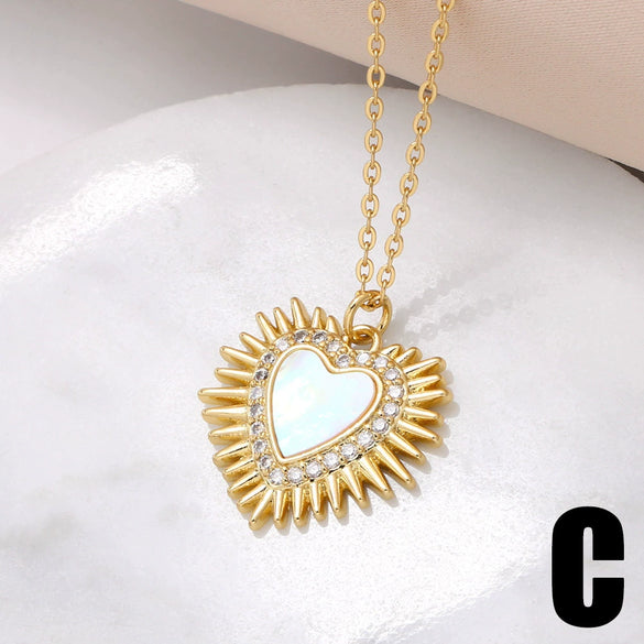 Wholesale Jewelry Simple Heart Copper Pendant Necklace With Gold Plated Electroplating And Bamboo Chain For Women