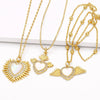 Wholesale Jewelry Simple Heart Copper Pendant Necklace With Gold Plated Electroplating And Bamboo Chain For Women