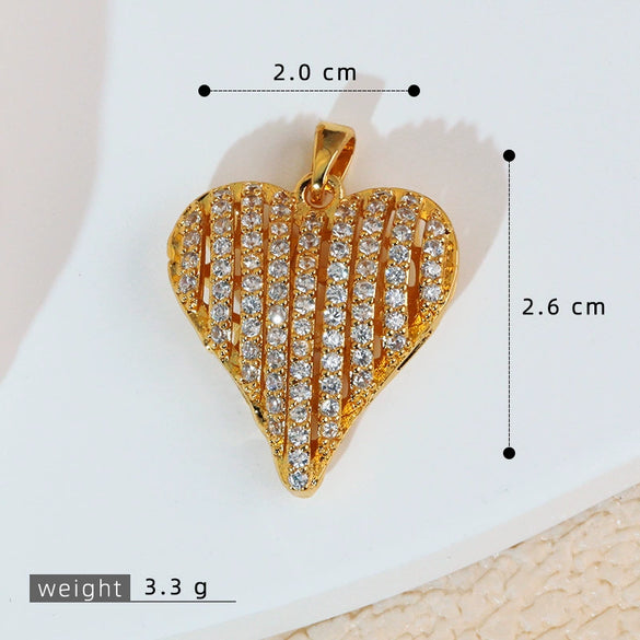 Wholesale Jewelry Simple Heart Shape Copper Electroplated Microinlaid Zircon Single Pendant Necklace For Women