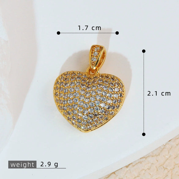 Wholesale Jewelry Simple Heart Shape Copper Electroplated Microinlaid Zircon Single Pendant Necklace For Women